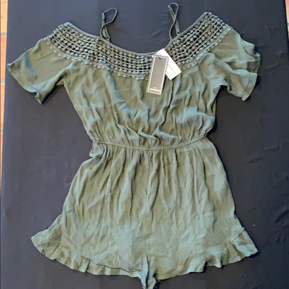 Green Cotton On Dani Cold Shoulder Playsuit/Romper